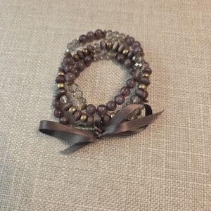 Beaded Bracelet with Ribbon